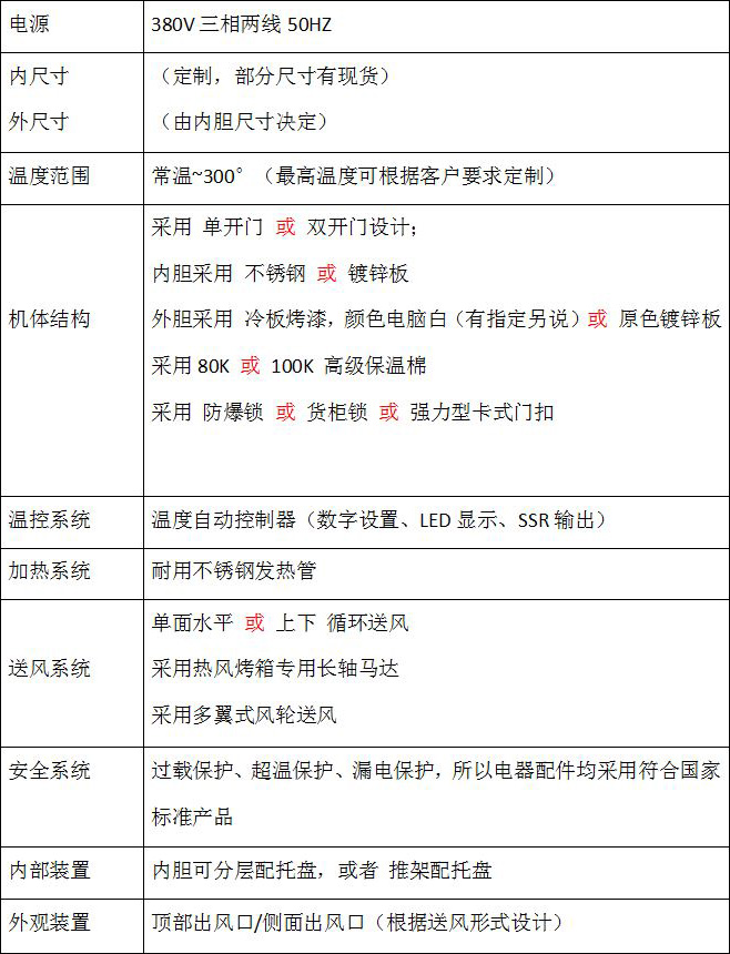 不锈钢推架烤箱技术参数